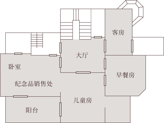 2F hall/Breakfast Room/Guest Room/Child’s Room/Master Bedroom・Souvenir shop/Veranda